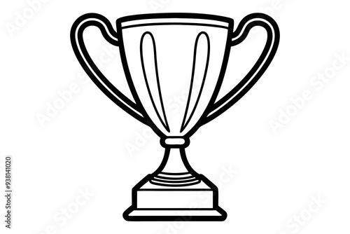 Continuous Single Line Trophy Cup Drawing - Vector Illustration, SVG Files, Cricut & Silhouette Cut Files, Clipart, T-Shirt Graphics