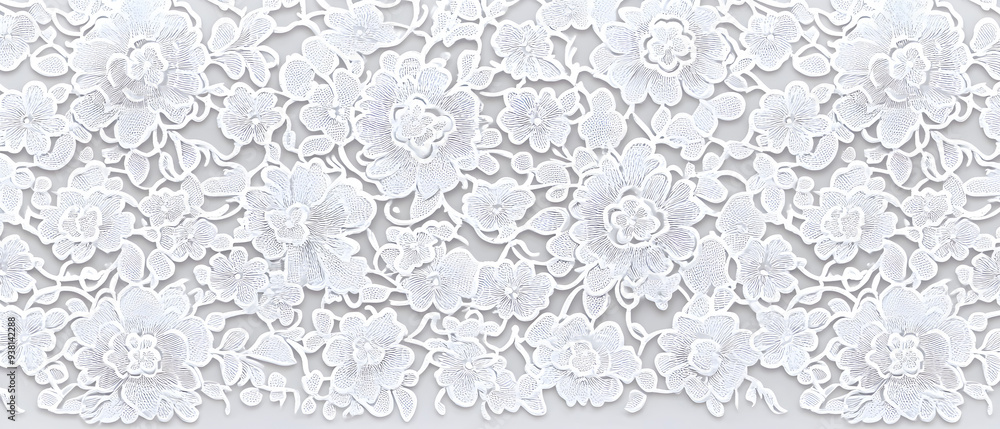 A flat vector illustration background of a seamless lace pattern on white cotton fabric, incorporating vintage lace motifs, ornate details, interwoven patterns, delicate and elegant A flat vector illustration background of a seamless lace pattern on white cotton fabric, incorporating vintage lace motifs, ornate details, interwoven patterns, delicate and elegant