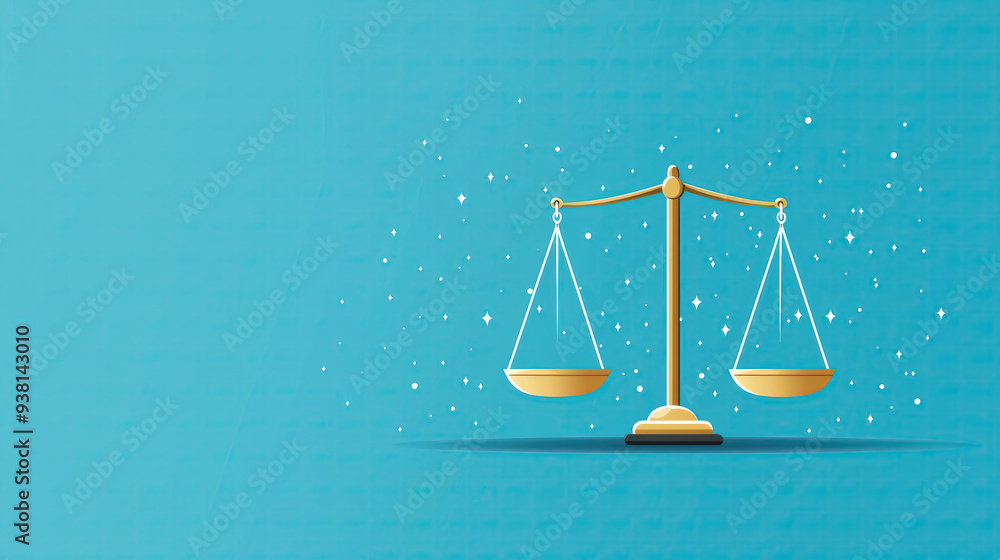 Justice scales with equal symbols on each side, equality before the law, flat design illustration Justice scales with equal symbols on each side, equality before the law, flat design illustration