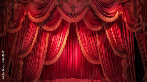 Obraz na płótnie Magic theater stage with red curtains and spotlight w salonie