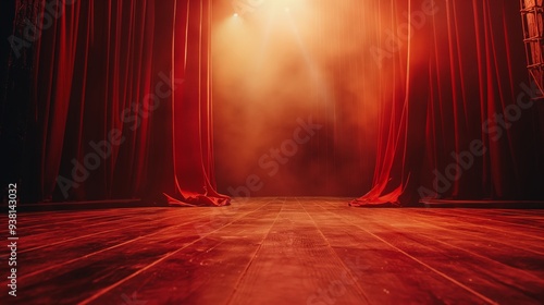 Obraz na płótnie Magic theater stage with red curtains and spotlight w salonie