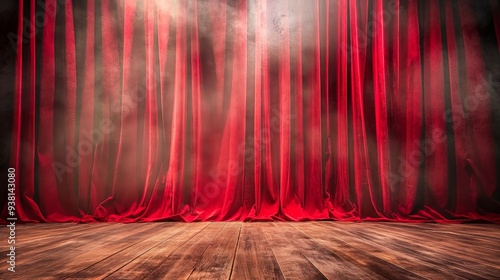 Obraz na płótnie Magic theater stage with red curtains and spotlight w salonie