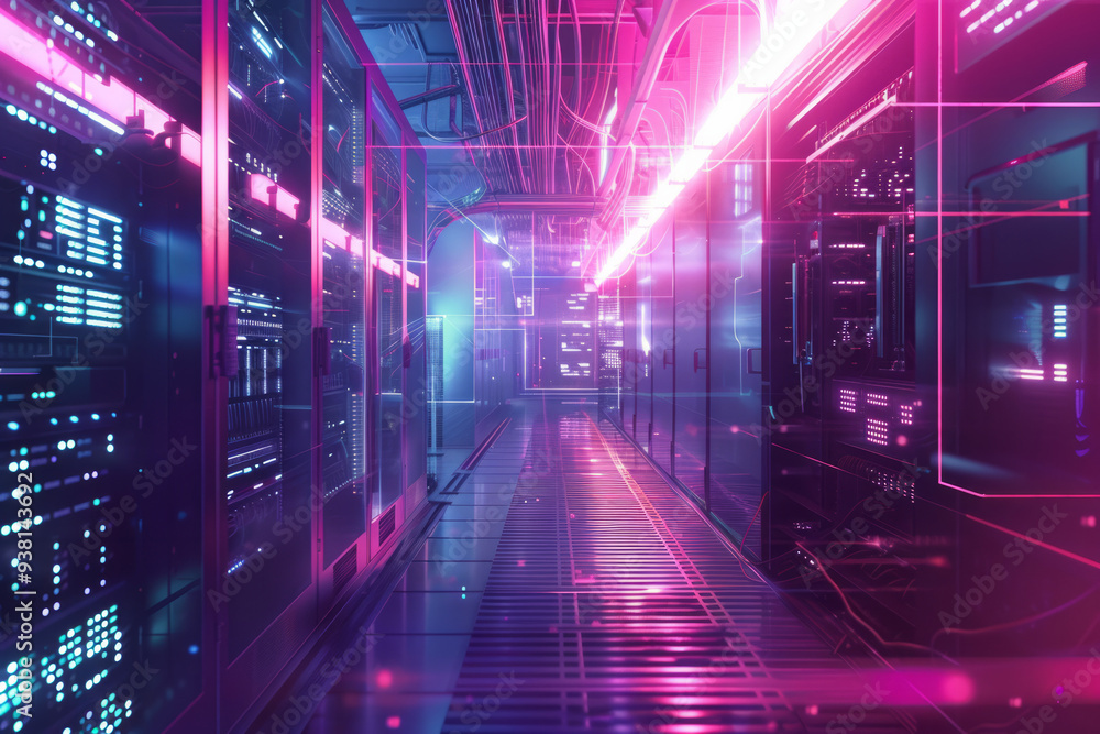 A data center with rows of servers and equipment, featuring organized racks and advanced technology, representing a high-tech hub for data management. A data center with rows of servers and equipment, featuring organized racks and advanced technology, representing a high-tech hub for data management.