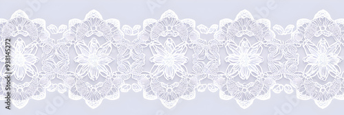 A flat vector illustration background of a seamless lace pattern on white cotton fabric, incorporating vintage lace motifs, ornate details, interwoven patterns, delicate and elegant