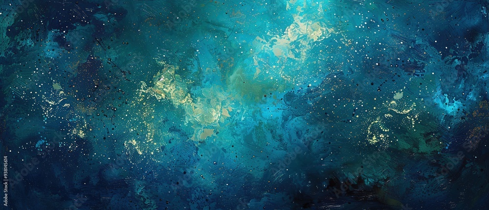 Obraz premium Abstract nebula swirling with vibrant blues and teals, cosmic dust textured with subtle noise. 