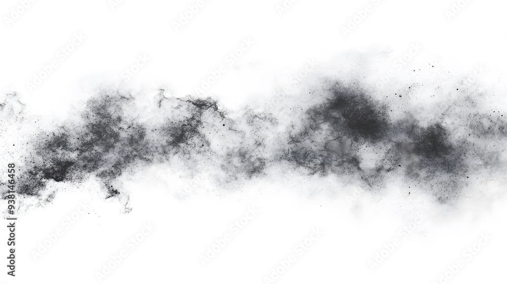 Fototapeta premium Dust Cloud: A swirling dust cloud, with fine particles suspended mid-air, creating a subtle texture on a white background. 