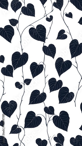 Plants, Leaves, Flowers, Black and White Shapes, Abstract Image, Texture, Pattern Background, Wallpaper, Smartphone Cover and Screen, Cell Phone, Computer, Laptop, 9:16 and 16:9 Format