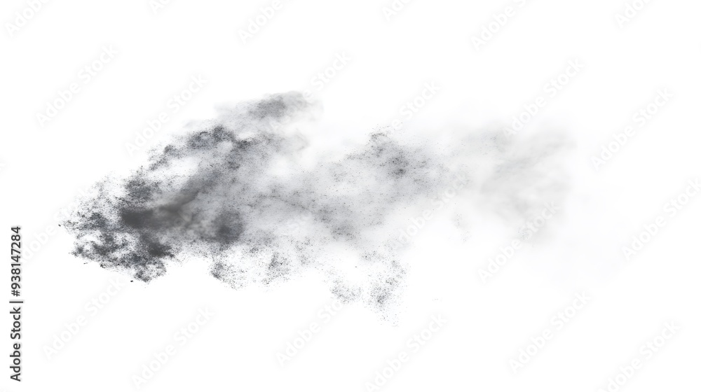 Fototapeta premium Dust Cloud: A swirling dust cloud, with fine particles suspended mid-air, creating a subtle texture on a white background. 