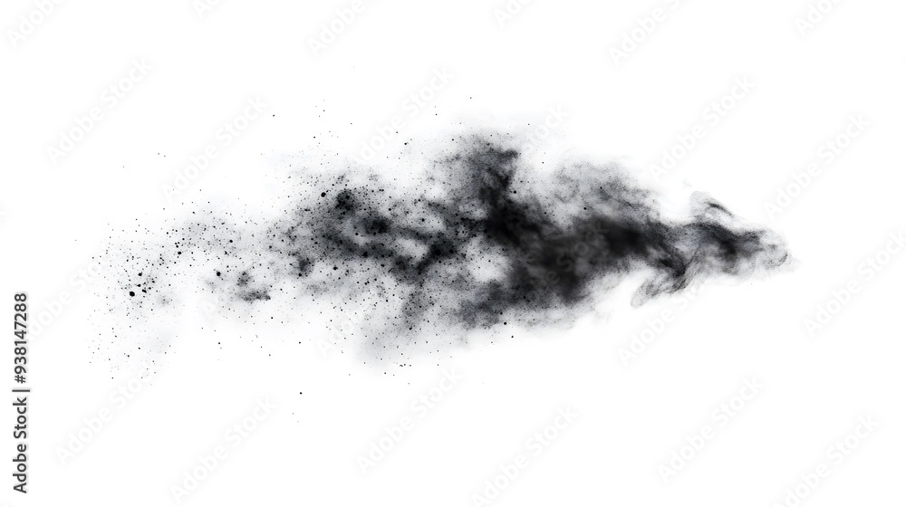 Fototapeta premium Dust Cloud: A swirling dust cloud, with fine particles suspended mid-air, creating a subtle texture on a white background. 