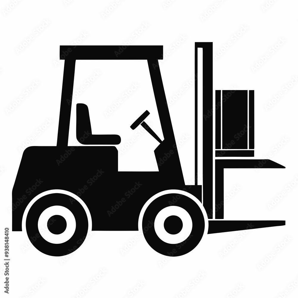 Forklift Black silhouette Forklift Black silhouette