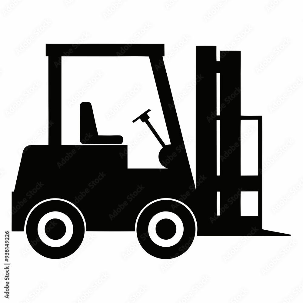 Forklift Black silhouette Forklift Black silhouette