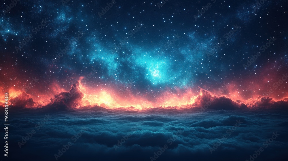Fototapeta premium Night Sky Above the Clouds