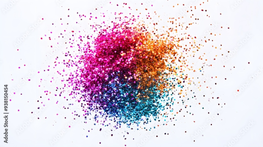 Glitter Explosion: A burst of glitter particles in various colors, shimmering as they spread out against a white background.
Glitter Explosion: A burst of glitter particles in various colors, shimmering as they spread out against a white background.