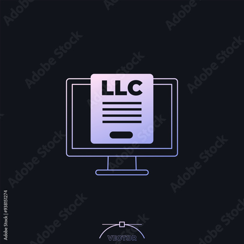 LLC online registration icon, Limited Liability Company vector design
