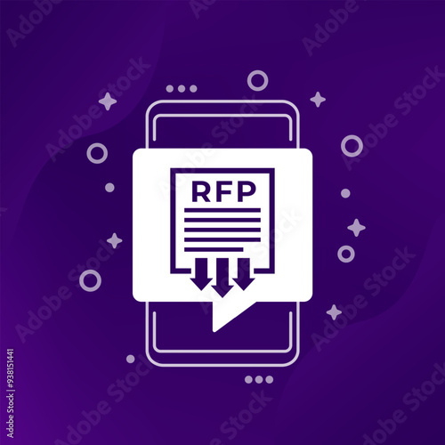 RFP, send request for proposal icon with a phone