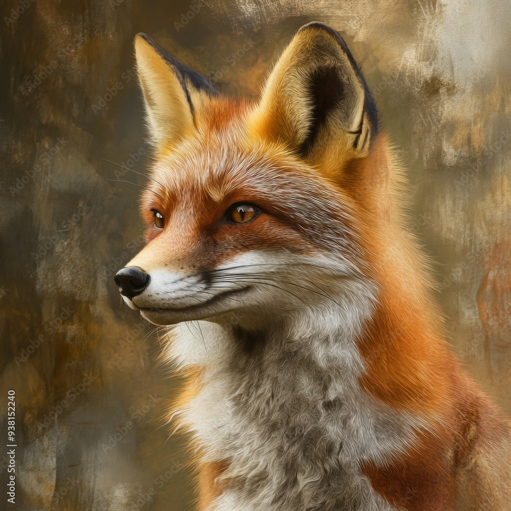 Fototapeta premium Elegant Renaissance Fox Portrait: Whimsical Animal Art in Medieval Style. Creative AI-Generated Illustration for Party Invitations, Graphic Design, and Marketing. Blending Cultural Heritage with Moder
