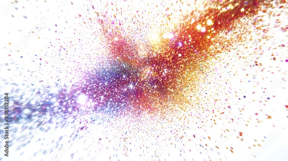 Glitter Explosion: A burst of glitter particles in various colors, shimmering as they spread out against a white background.
Glitter Explosion: A burst of glitter particles in various colors, shimmering as they spread out against a white background.