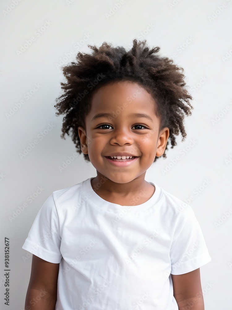 Child wearing white t-shirt, mockup for design template Child wearing white t-shirt, mockup for design template