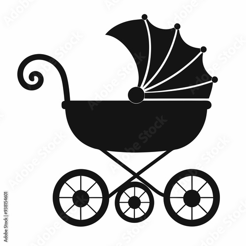 Baby carriage Black silhouette