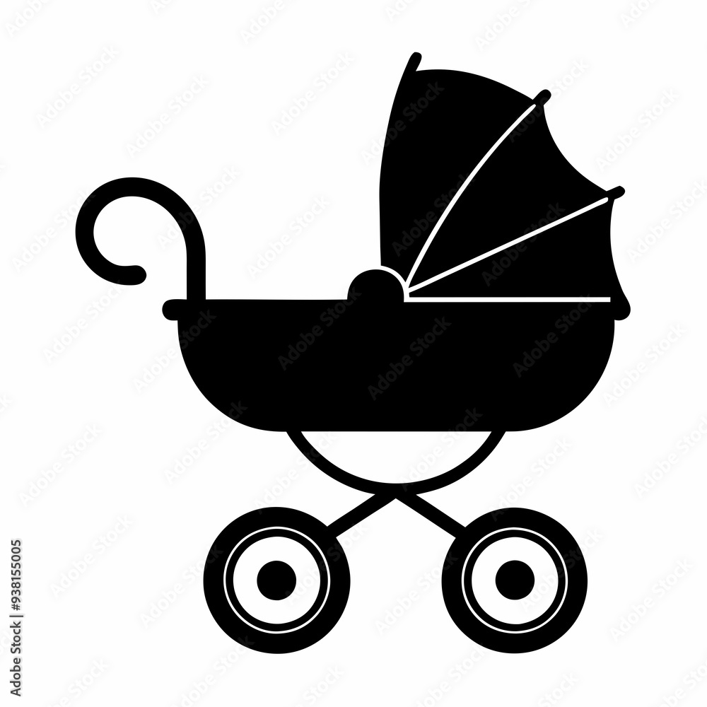 Baby carriage Black silhouette Baby carriage Black silhouette