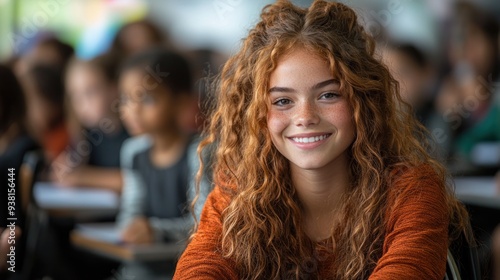 Smiling Student in Classroom