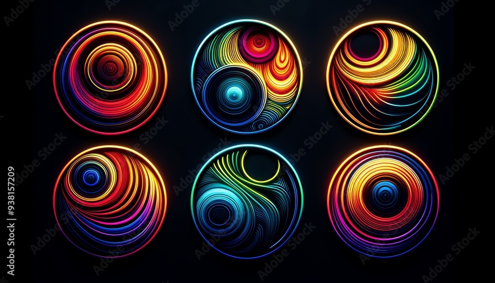 An image featuring three abstract, glowing, circular shapes on a black background An image featuring three abstract, glowing, circular shapes on a black background