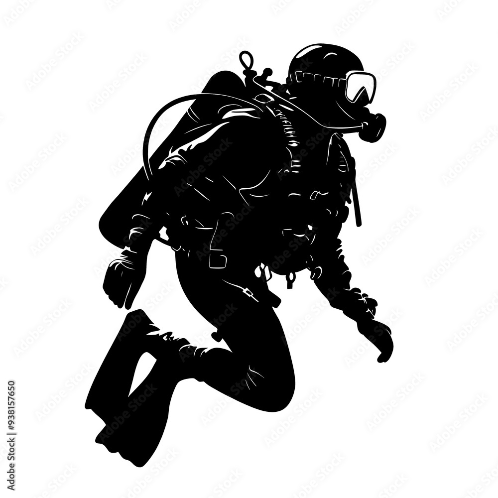 Silhouette of a scuba diver diving into the water. Silhouette of a scuba diver diving into the water.