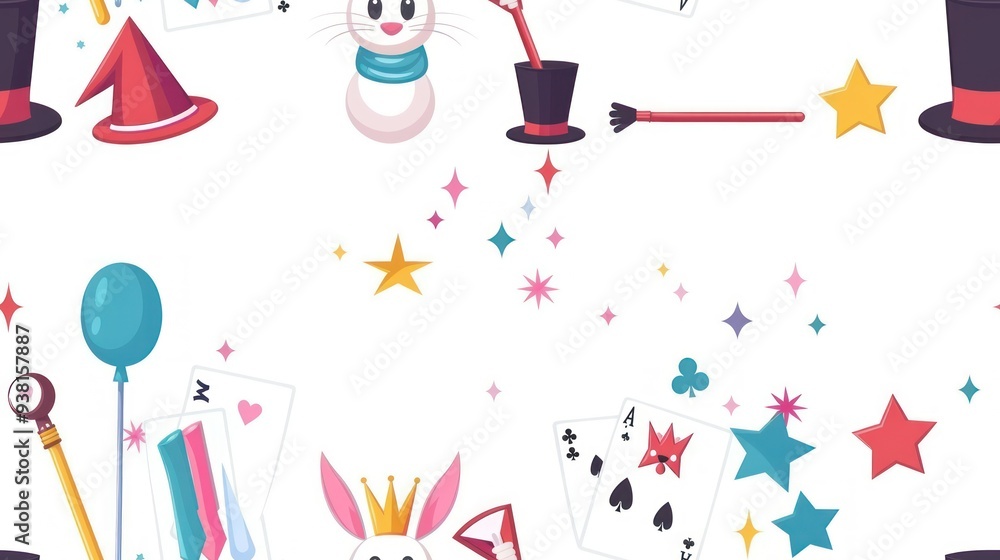 Magic Show Seamless Pattern Magic Show Seamless Pattern