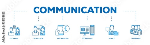 Communication icon infographic illustration concept with icon of exchange, discussion, information, technology, advice, and teamwork icon png and easy to edit 