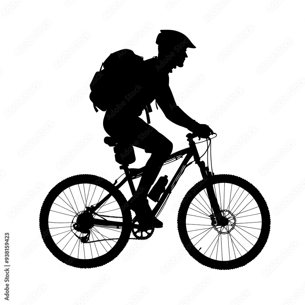 Naklejka premium Silhouette of a cyclist riding a road bike