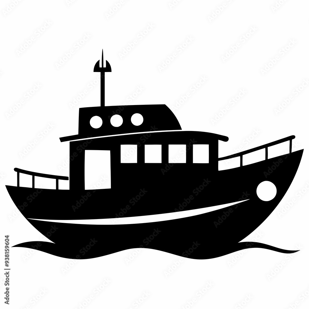 Obraz premium Boat Black silhouette