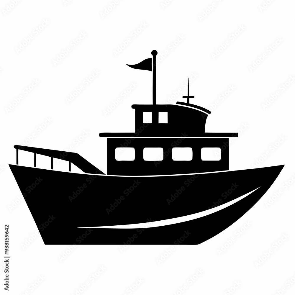 Obraz premium Boat Black silhouette