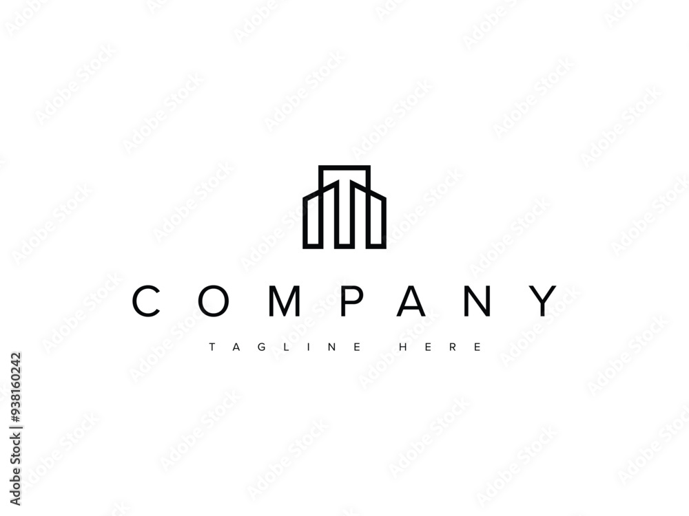 minimal building office line logo design minimal building office line logo design