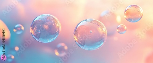 Wallpaper Mural Gentle Banner with Soap Bubbles Floating Across Pastel Gradient Background Torontodigital.ca