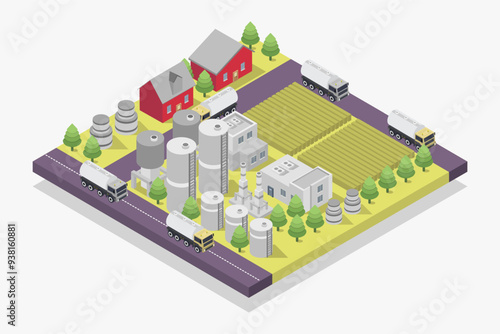 Biofuel refinery isometric
