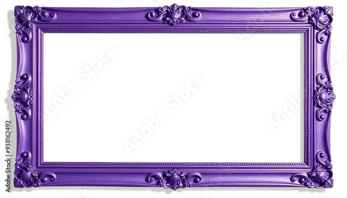 A purple picture frame isolated on a white background