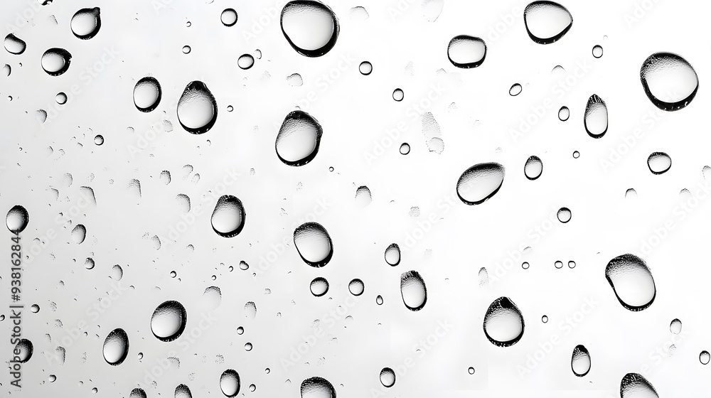 Rain Drops on Glass: Raindrops beading on a transparent surface, creating a refractive effect against a white background.
Rain Drops on Glass: Raindrops beading on a transparent surface, creating a refractive effect against a white background.