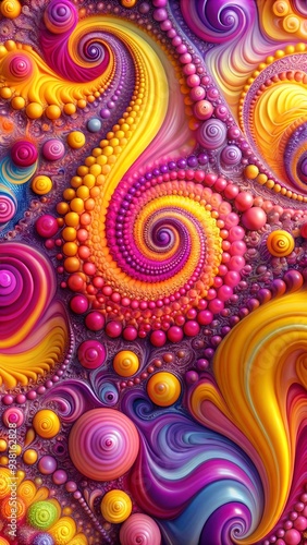 Wallpaper Mural Kaleidoscope of Wonder: A vibrant fractal art piece bursting with swirling colors and intricate patterns.  Torontodigital.ca