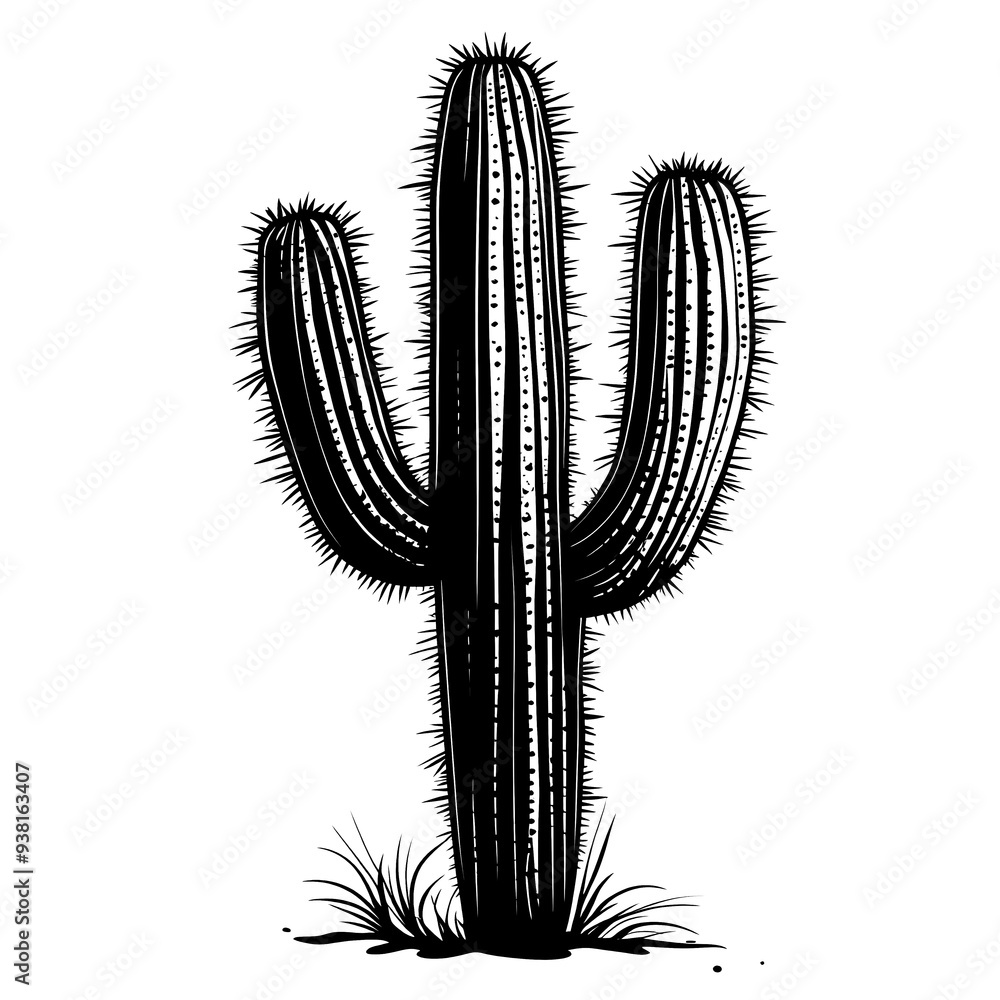 Hand drawn illustration of a saguaro cactus. Hand drawn illustration of a saguaro cactus.