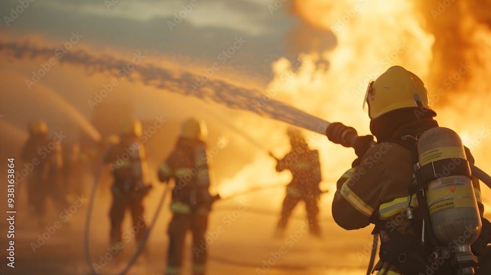 fireman with extinguisher fireman with extinguisher