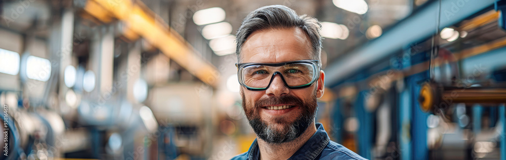 A man wearing safety glasses A man wearing safety glasses