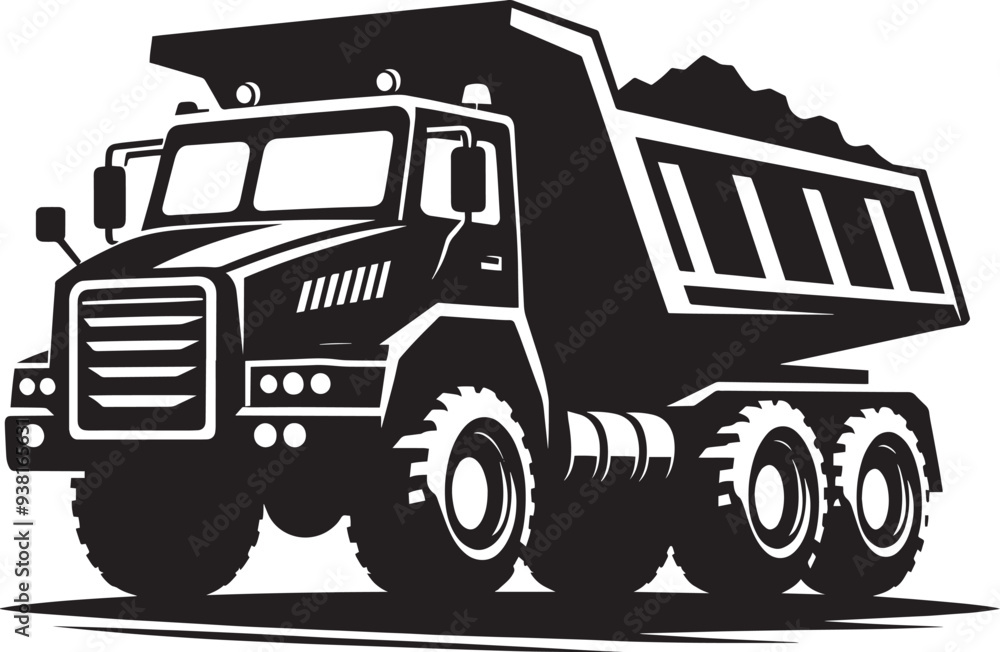 Dump Truck silhouette vector illustration isolated on a white background Dump Truck silhouette vector illustration isolated on a white background