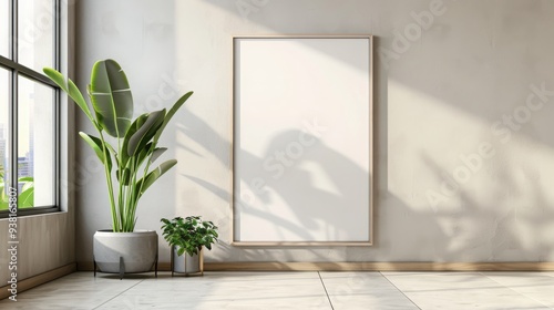 mock up poster frame , interior background , interior space , living room , contemporary style