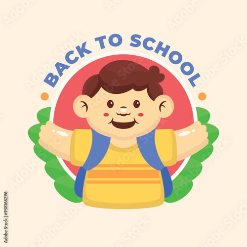 Cute kid back to school logo mascot illustration flat design