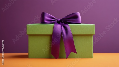 Colorful gift box on a vibrant background with a bow, ideal for celebration