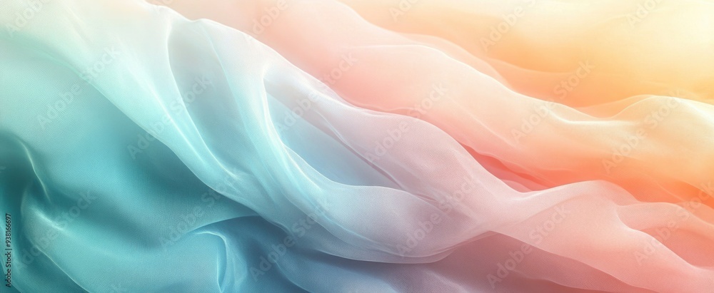 Fototapeta premium Graceful Banner with Delicate Mist Spreading Over Pastel Gradient Background for a Calming Visual.