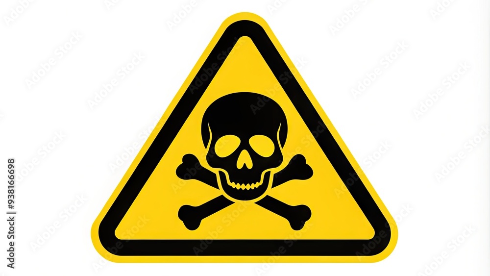 Black skull and crossbones poison symbol vector icon on white background, warning sign for toxic substances, hazardous materials, and danger alert. Black skull and crossbones poison symbol vector icon on white background, warning sign for toxic substances, hazardous materials, and danger alert.