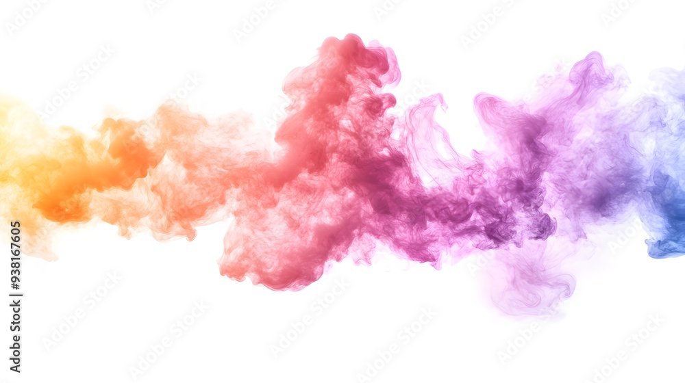 Fototapeta premium Smoke Bomb Explosion: A burst of colorful smoke from a smoke bomb, with plumes billowing out on a crisp white background. 