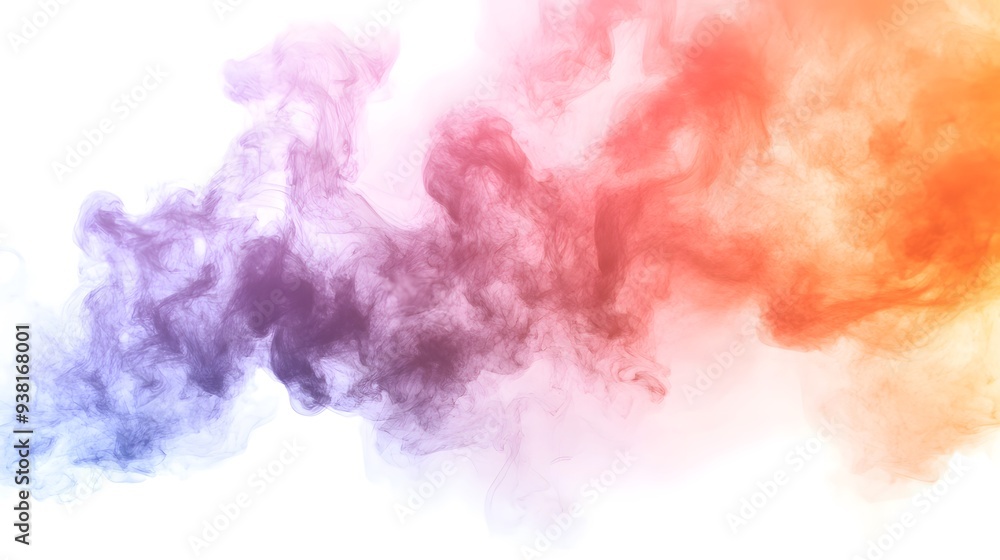 Fototapeta premium Smoke Bomb Explosion: A burst of colorful smoke from a smoke bomb, with plumes billowing out on a crisp white background. 