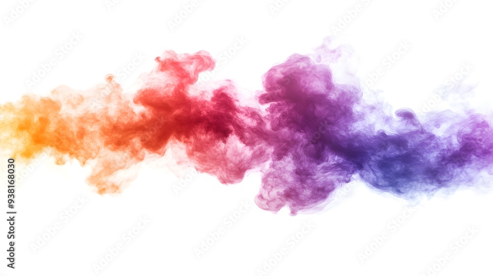 Fototapeta premium Smoke Bomb Explosion: A burst of colorful smoke from a smoke bomb, with plumes billowing out on a crisp white background. 